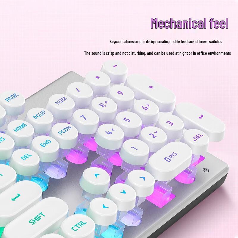 HP K500Y Retro Punk Round Keycap Backlit Wired Keyboard