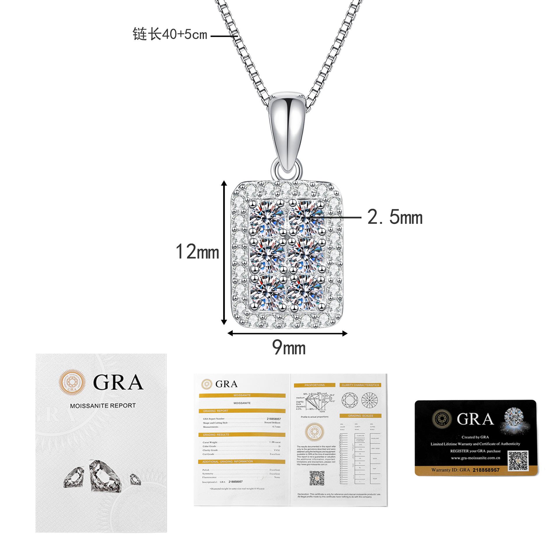 Platinum PT950 Gold Moissanite Necklace with Sparkling Diamonds, Simple and Luxurious, Niche Pendant, Collarbone Chain