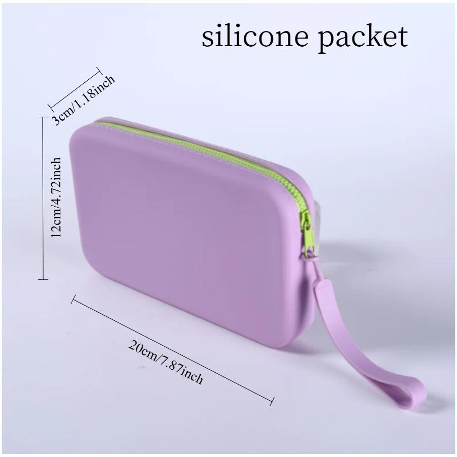 Square large-capacity silicone storage bag, portable travel cosmetics and toiletries storage bag, multi-functional digital stora
