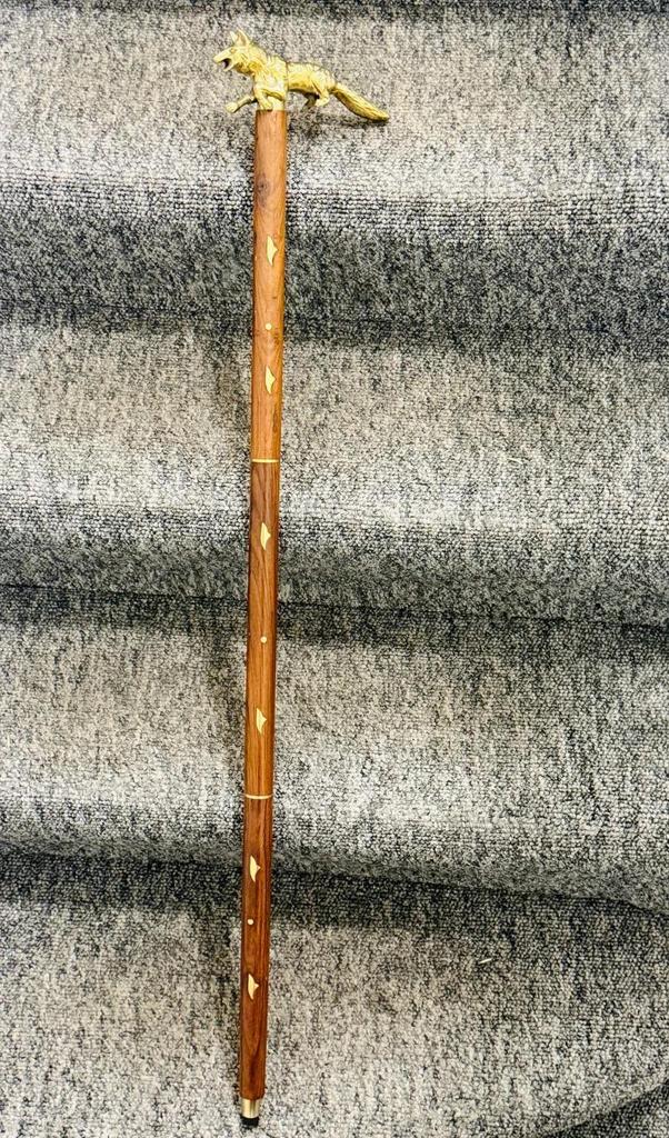 Vintage Solid Brass Fox Head Cane Handle for Walking Stick handmade design