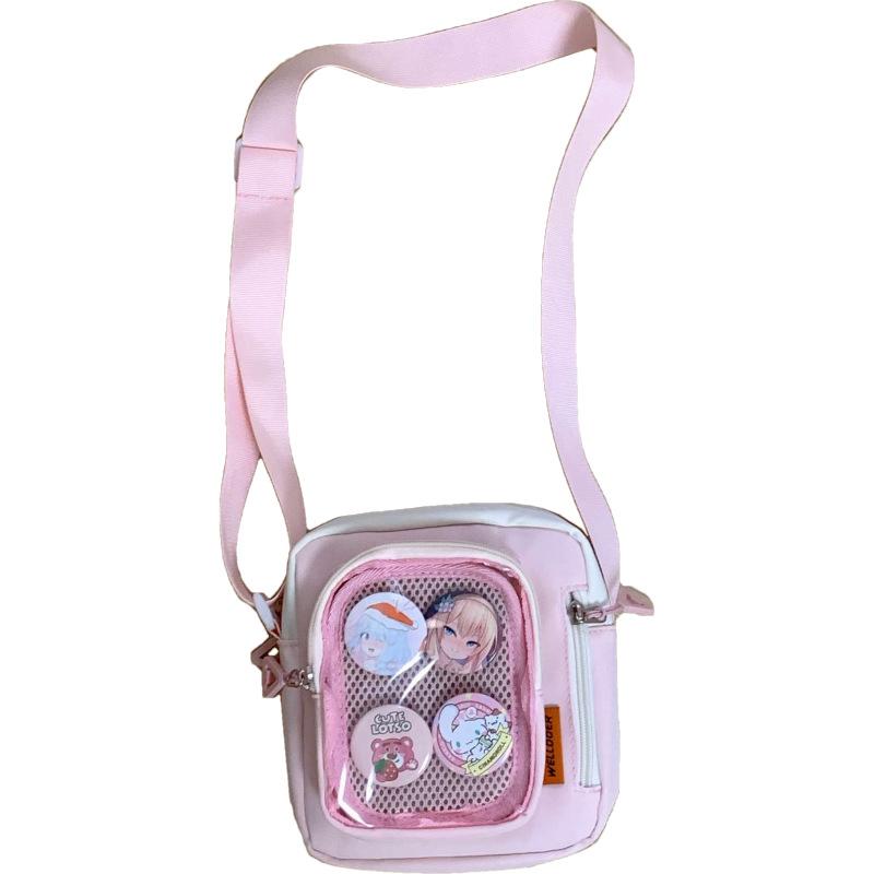 

Transparent small square bag, women s small food allowance, shoulder pain bag, fashionable and popular, student messenger bag bags. single package рожевий