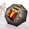 1pc Lantern Automatic Folding Umbrella - 8-Rib Iron Frame, Windproof, Portable Sunshade with Plastic Handle for Travel & Outdoor Activities,