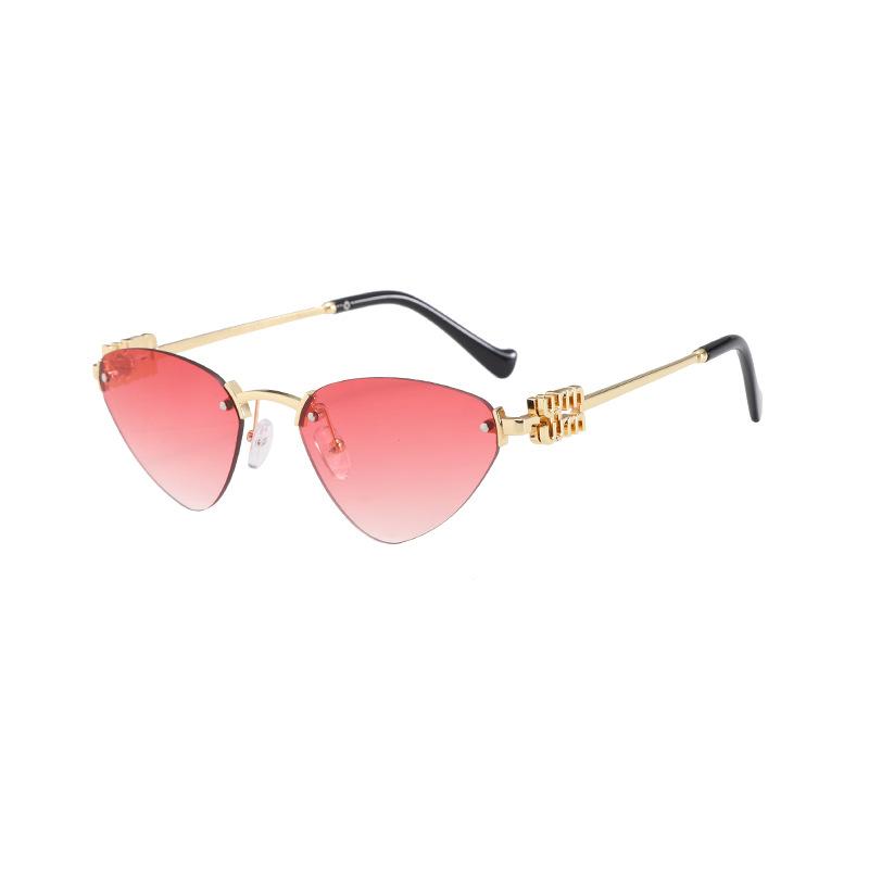 Frameless Trimmed Cat Eye Sunglasses Premium Wind-Sensitive Glasses Sunglasses