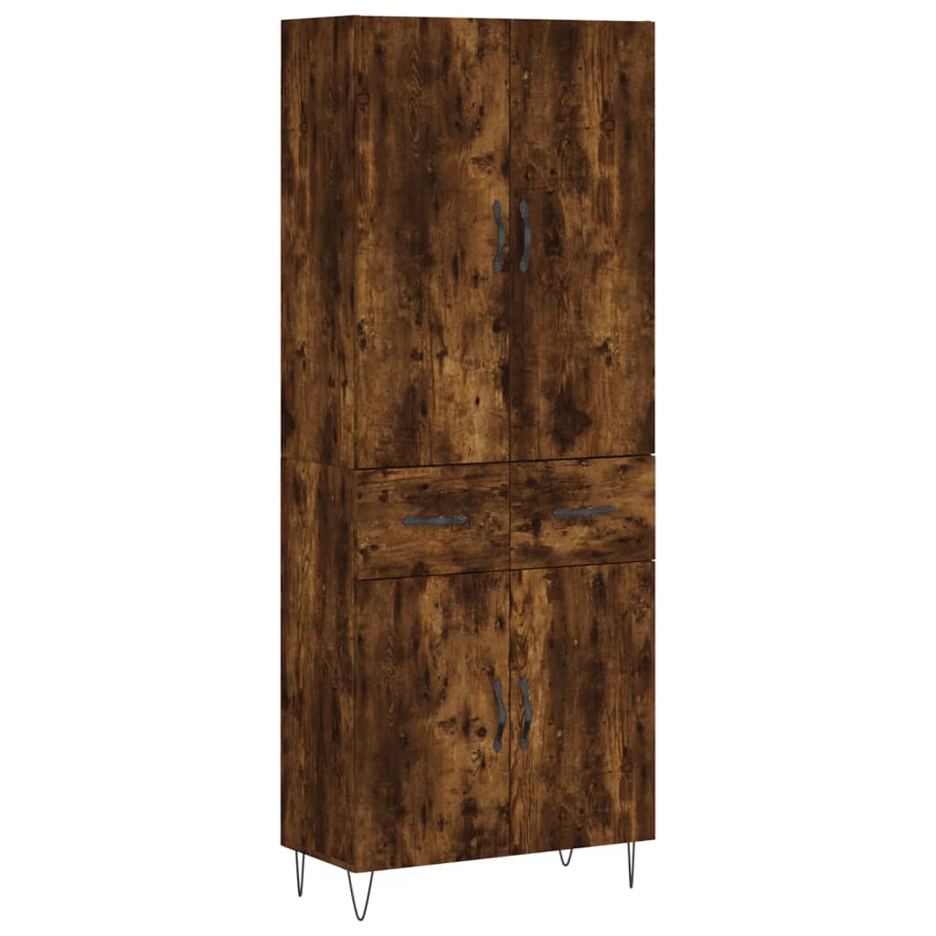 Vidaxl Witrynka Przydymiony Dąb 69,5X34X180 Cm Materiał Drewnopochodny