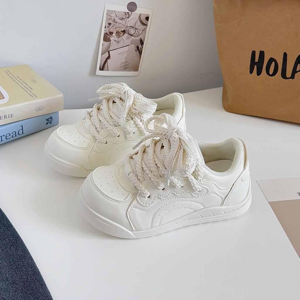 Women White Board Shoes  Spring Autumn New Fashion Cross Tied Non Slip Casual Shoes Lightweight Comfortable Vulcanized Shoes