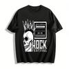 Vintage Punk Skull Amp Print Rock Style Short Sleeve T-Shirt ESTD 1995 Pure Cotton T-shirt