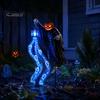 Festive Patio Lighted Displays Halloween Soul Harvester Solar Garden Stake Light, Animated Ghost Lantern with Reaper Yard Art Flowing LED Eyes,