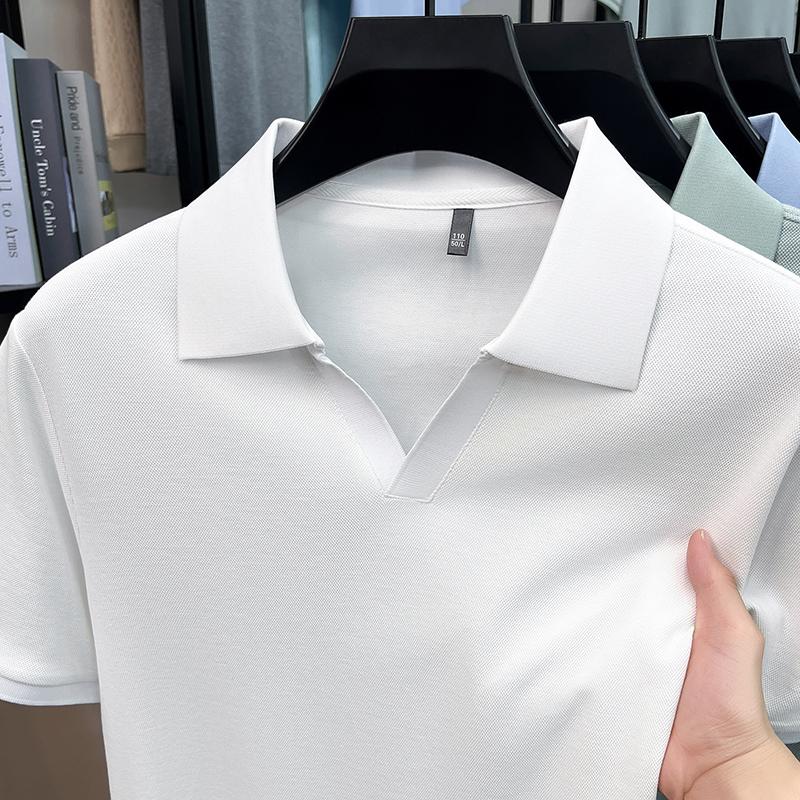 

Polo Shirts for Men Short Sleeve V Neck Polo Lightweight Summer Casual Polo Shirts M белый