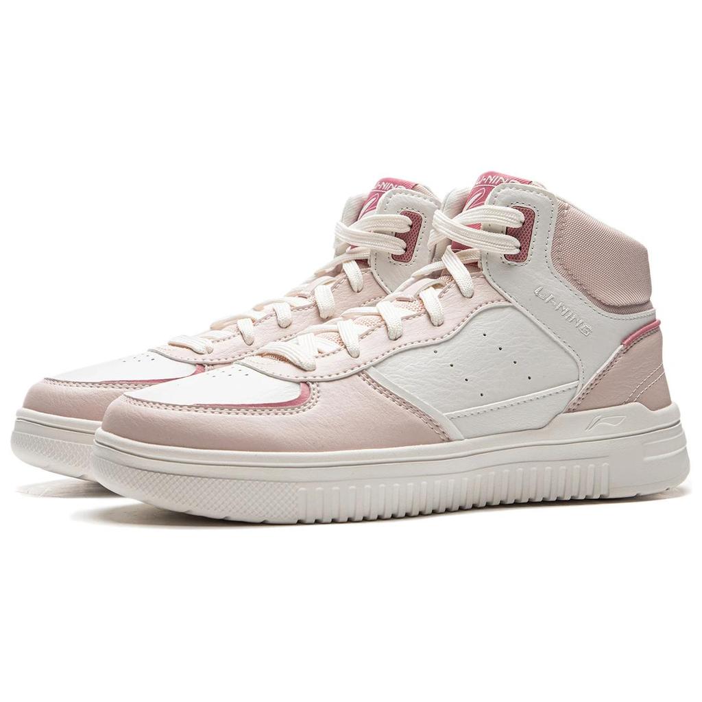 Li Ning Qiong Yun Hi Minimalist Versatile Fashion Patchwork Upper Thick Sole Rebound Non-Slip Wear-Resistant Breathable High-Top Skate Shoes AGCU550-4