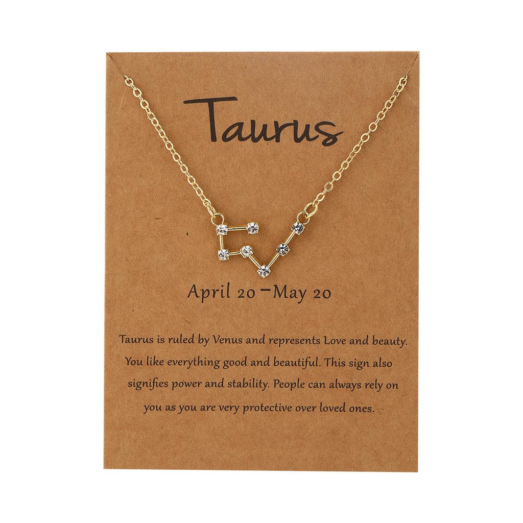 Necklace for Women Zodiac Card Pendant Necklace Ins Simple Personalized Collarbone Chain with Diamond Constellation Necklace Elegant Necklace