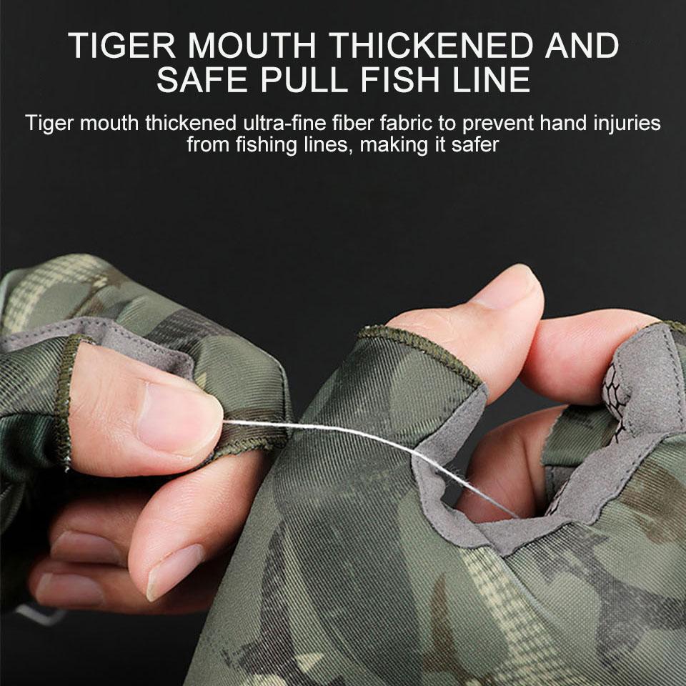 Outdoor Fishing Half Finger Gloves Ice Silk Sunscreen Breathable Cycling Anti-slip Wear-resistant Leaky Finger Gloves
