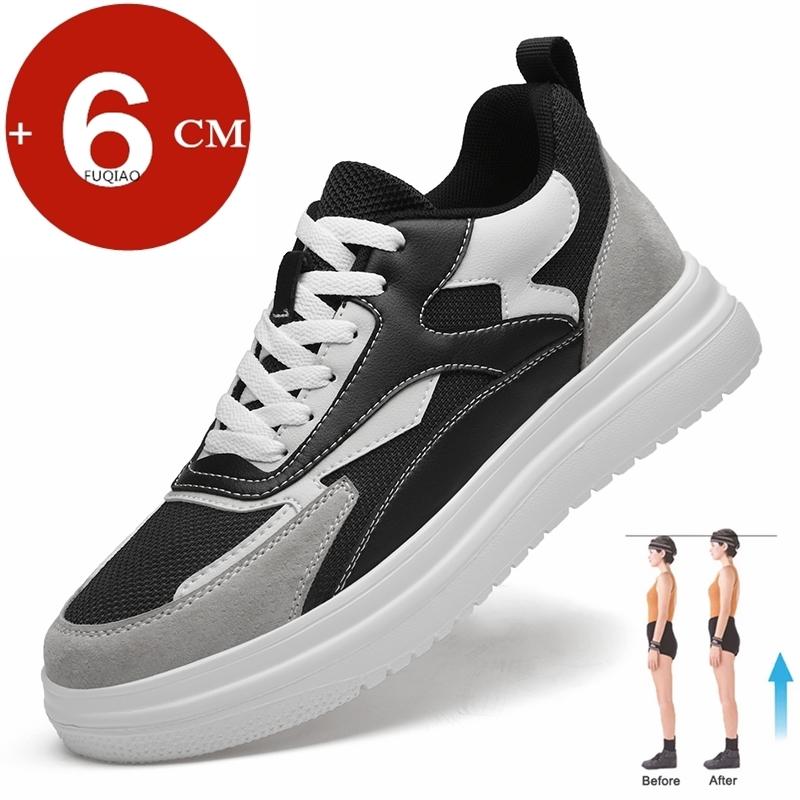 

Обувь с увеличением роста на 6 см Унисекс Натуральная кожа и сетка Дышащие Легкие Повседневные кроссовки Удобная обувь на платформе 36 чёрный