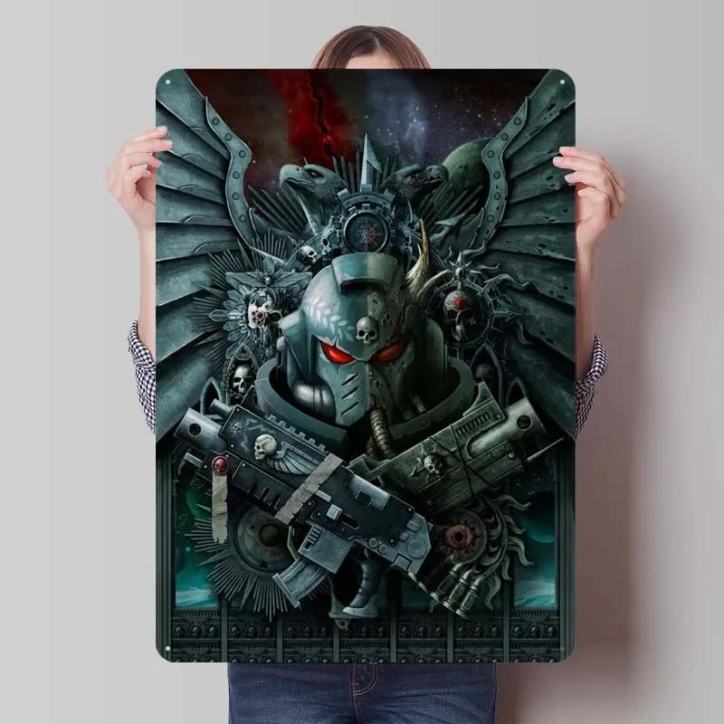 W-Warhammers Metallschild Anpassbare Spieleposter Vintage Heimdekoartikel Retro Blechschild für Gamerzimmer-Dekoration Wand