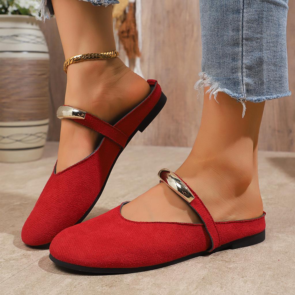 Women Flat Slippers Suede Fad Mules Shoes New Slingback Sandals 2026 Summer Casual Half Slippers Slides Woman Zapatos De Mujer