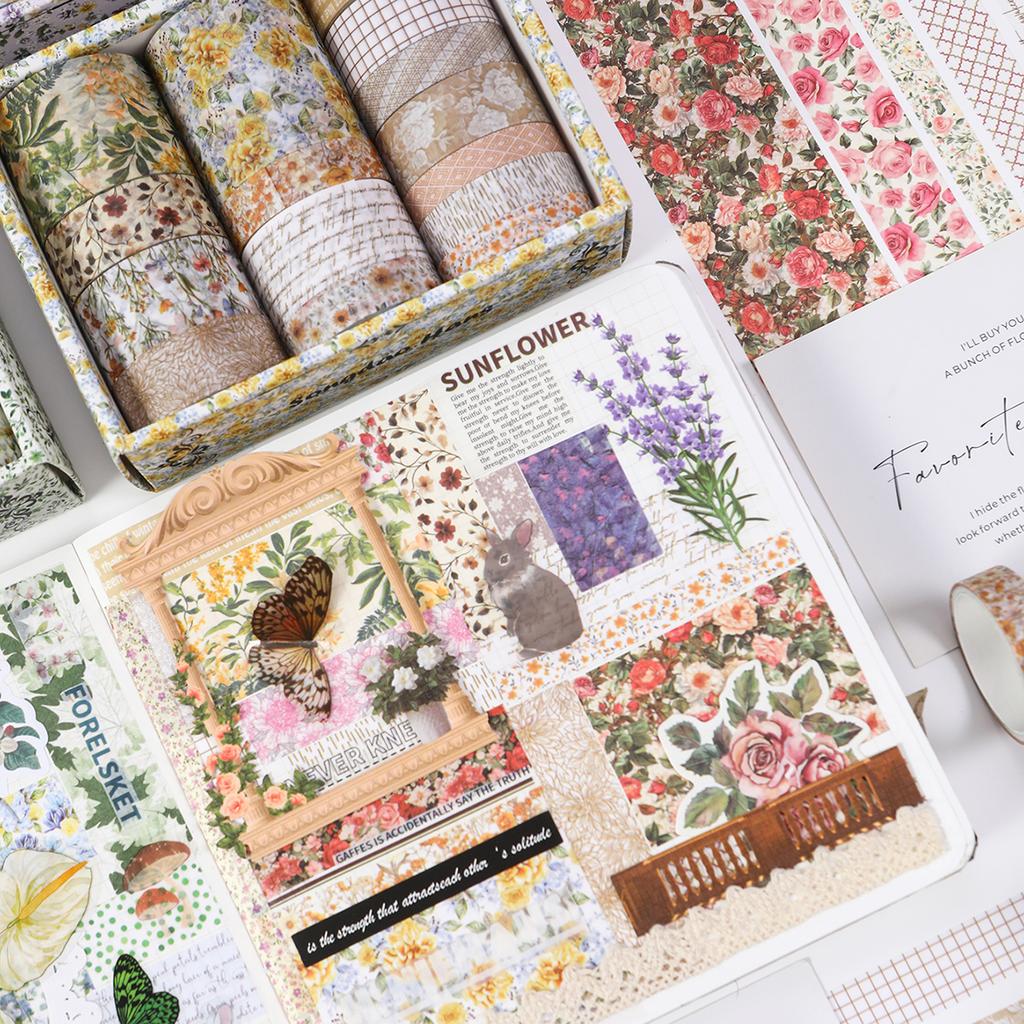15 Rolls/box Plant Floral Washi Tape Set for DIY Decoration Notebooks Stationery
