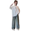 Girls' 2025 Autumn Smiley Face Casual Loose Shirt for Medium & Large Children
