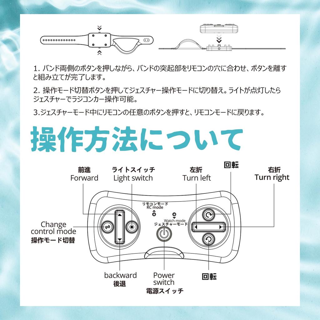 Tecnock RC Car, Amphibious, USB Magnetic Rechargeable, Gesture Control, 360° Rotation, Double-Sided Driving, Stunt Car for Kids, Gift (Green)