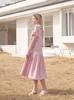 Koes Linen Shirred Long Dress_Lavender