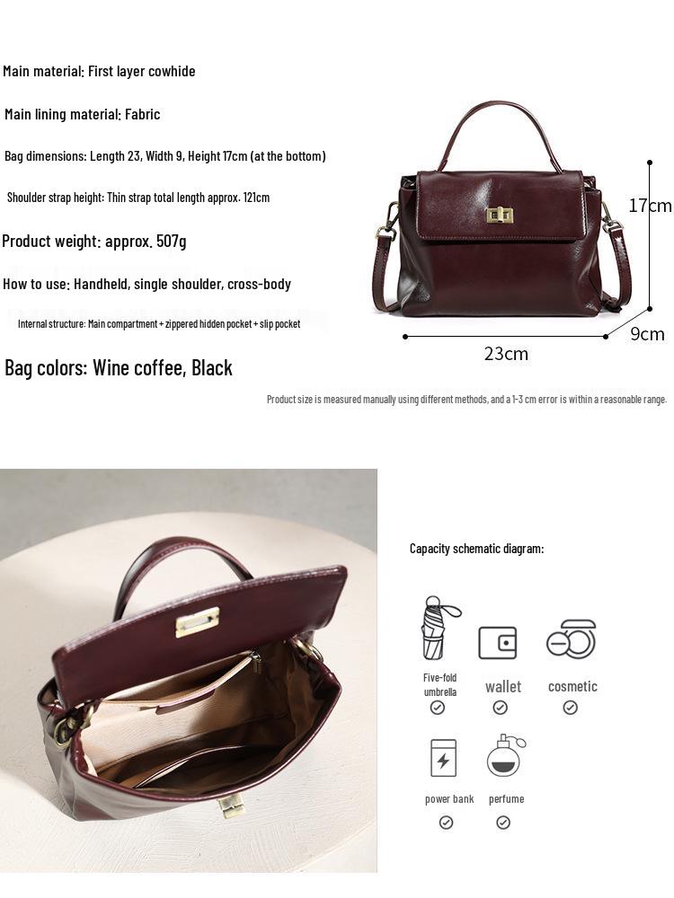 Bolso Bandolera de Piel Genuina para Mujer: Versátil, Retro, Un Hombro, Sensación de Lujo Ligero.