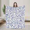 Marineblau Toile de Jouy Weiche Warme Decken Reise Plüsch Überwurf Mode Sofa Sessel Flanell Bettdecke Sofa Bettbezug