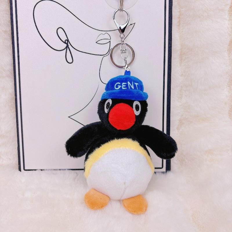 Cartoon Cute Cross-dressing Little Penguin Pendant Cute Plush Doll Holding Fish Keychain Decoration Gift