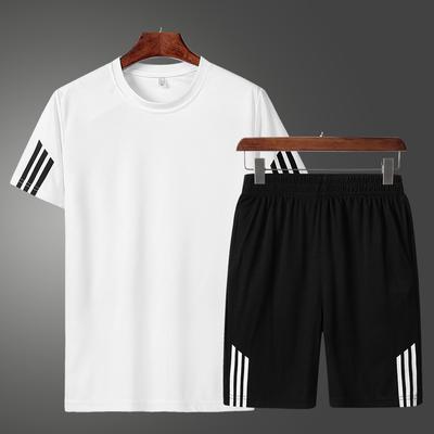 Men's Solid Color Cotton T Shirt and Shorts Set