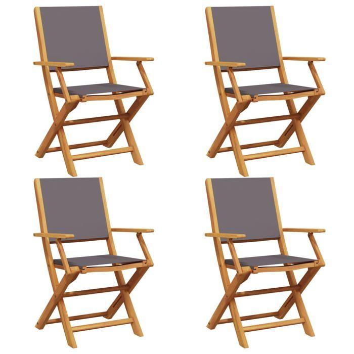 VidaXL Chaises de jardin pliantes lot de 4 tissu et bois massif, siège de jardin, chaise de patio, chaise à manger de 3214577
