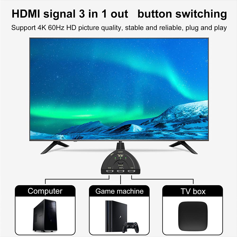 4K 2K 3D HDMI-compatible Switch 4K 30Hz 3D KVM Splitter Hub Cable for PS3 DVD TV