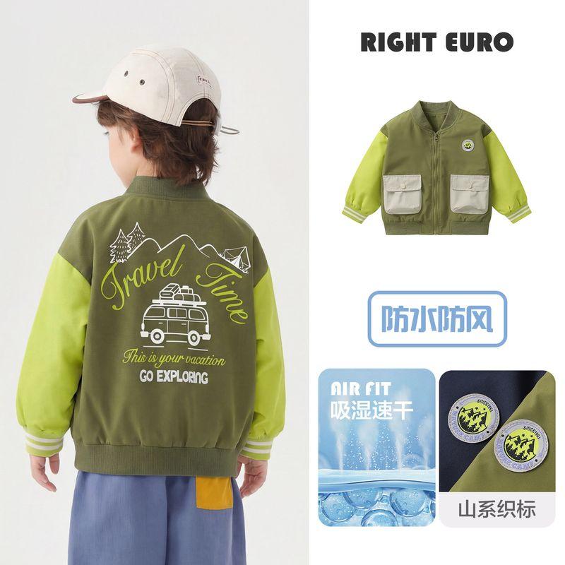 Right European Boys  Outdoor Baseball Jacket Children s Spring and Autumn Waterproof Coat 2026 New Children s Clothing Baby Clothes Army Green 130