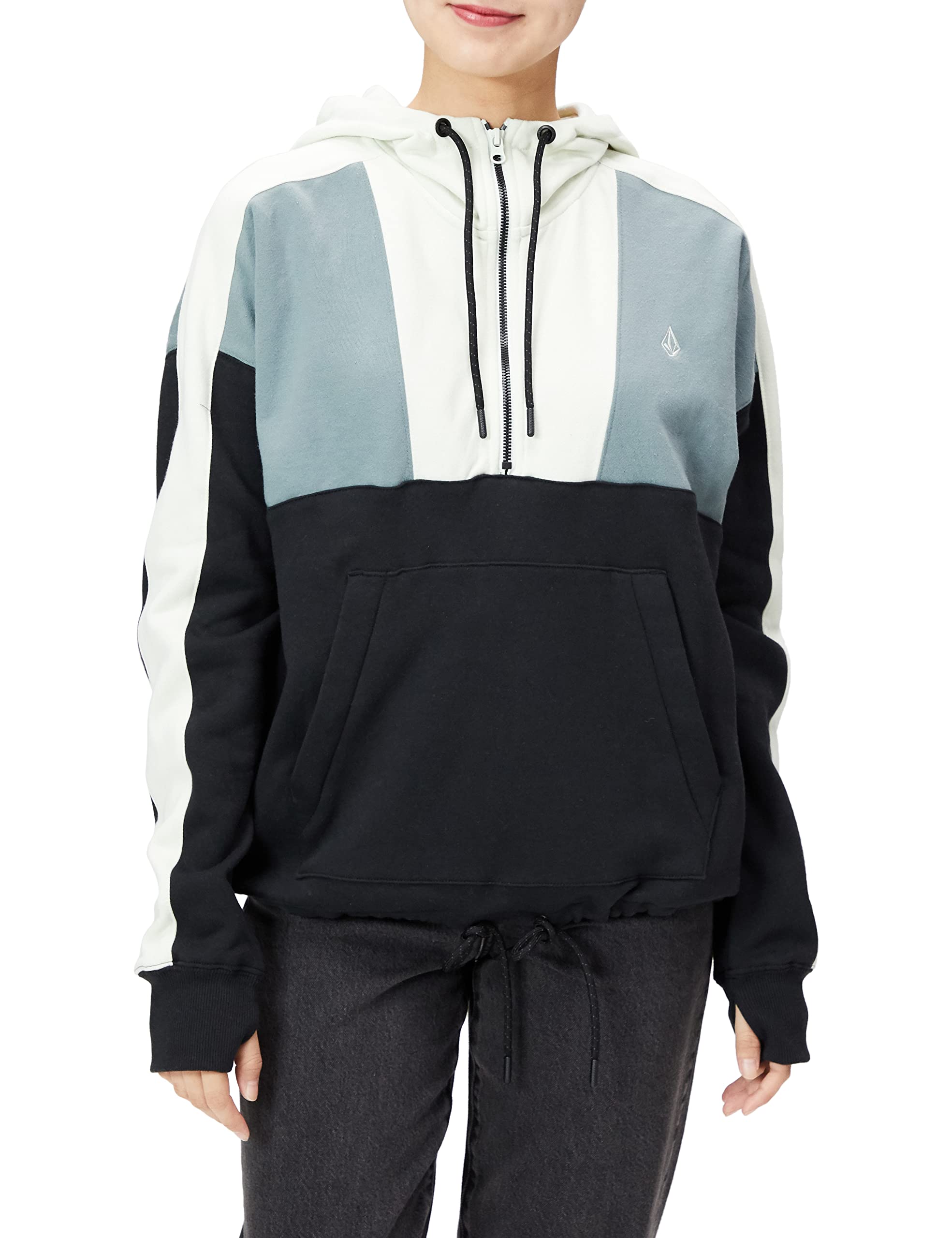 

Volcom Anorak Hoodie with Thumbholes on Sleeves VLCM ANORAK Size M Women s Water-Repellent [H4152302 / HOODY] Snowboard, GAH_Green Ash,