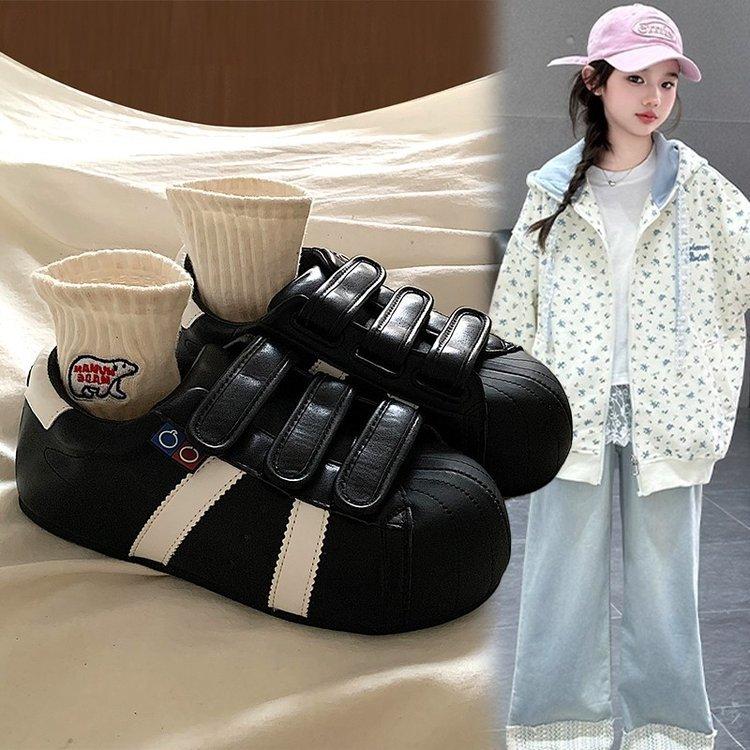 

Детские кеды для мальчиков 2025 осень новинка спортивная обувь для девочек мягкая подошва низкий верх повседневная обувь для девочек детская обувь 37 yards inner length 22.8CM чёрный