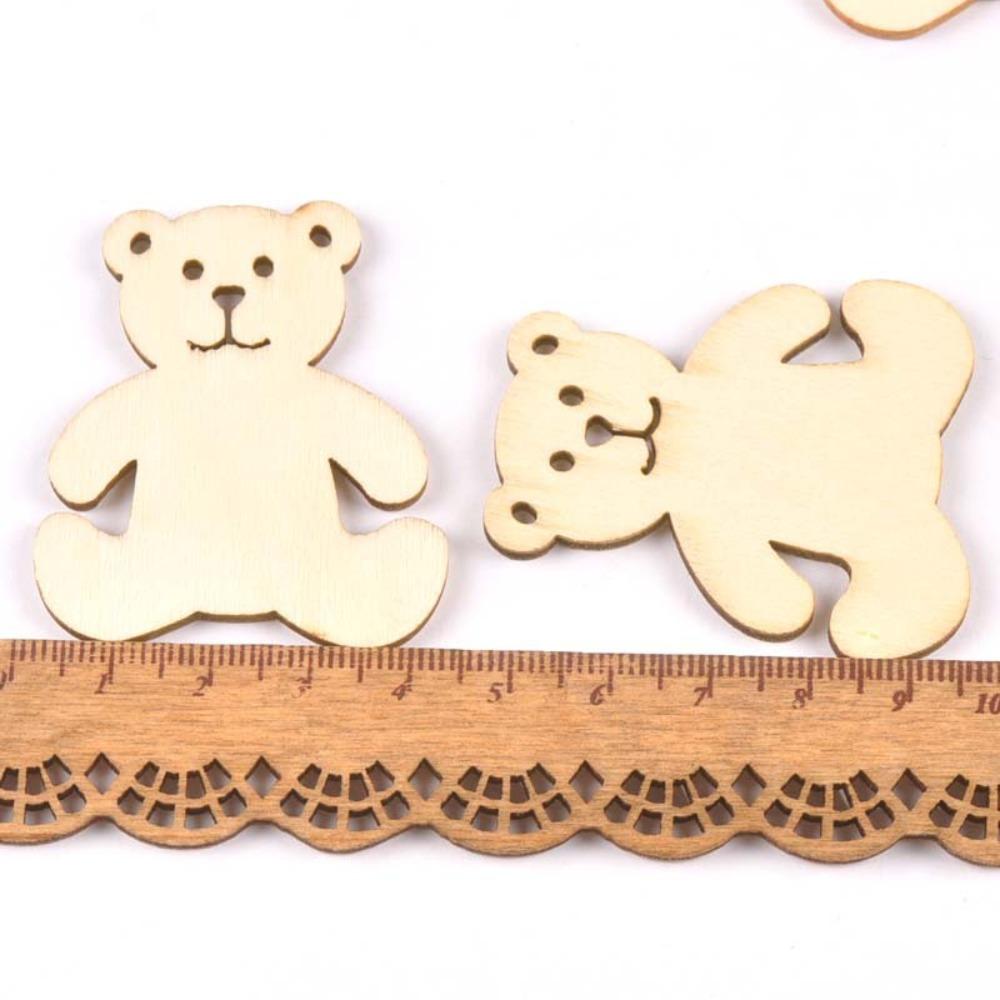 50pcs Bear Shape Bear Shaped Cutouts 41*48mm Hanging Bear Ornaments  for Painting,Home Decor