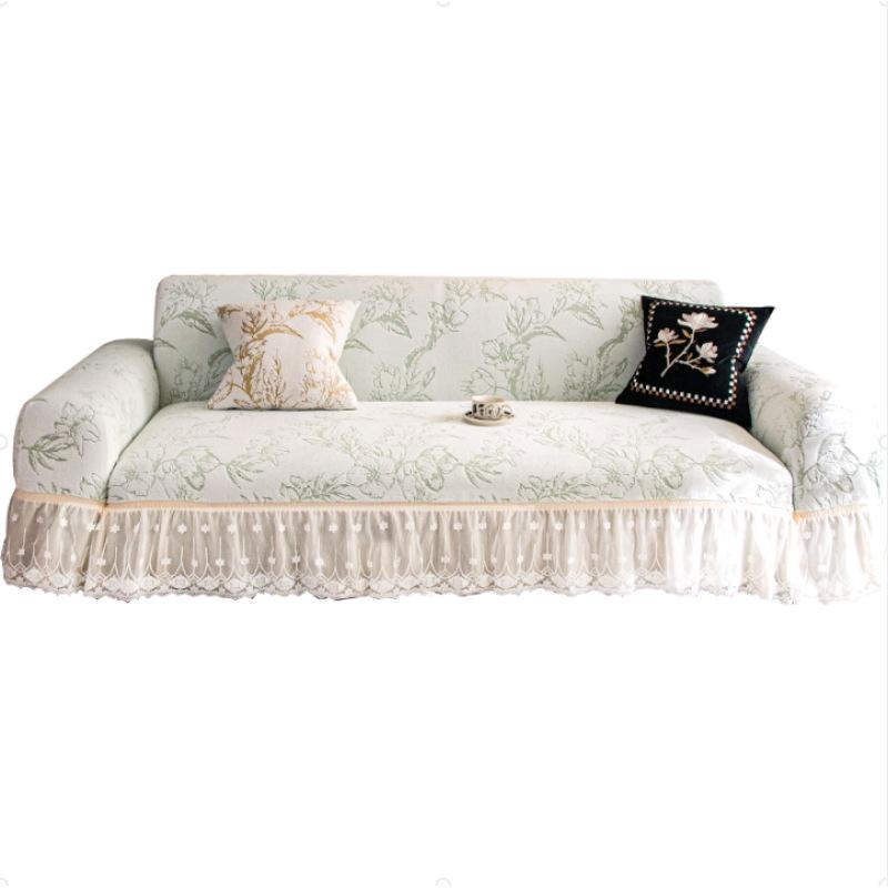 Jacquard Velvet Skirt Sofa Cover New Straight Row All Inclusive Universal Cover All Season Anti Cat Scratch Protective Cover