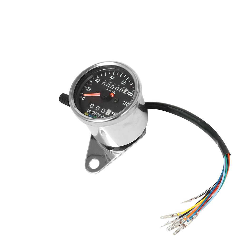 Universal Motorcycle LED Backlight Dual Odometer 0-140KM/H Speedometer Gauge Vintage Tachometer 2