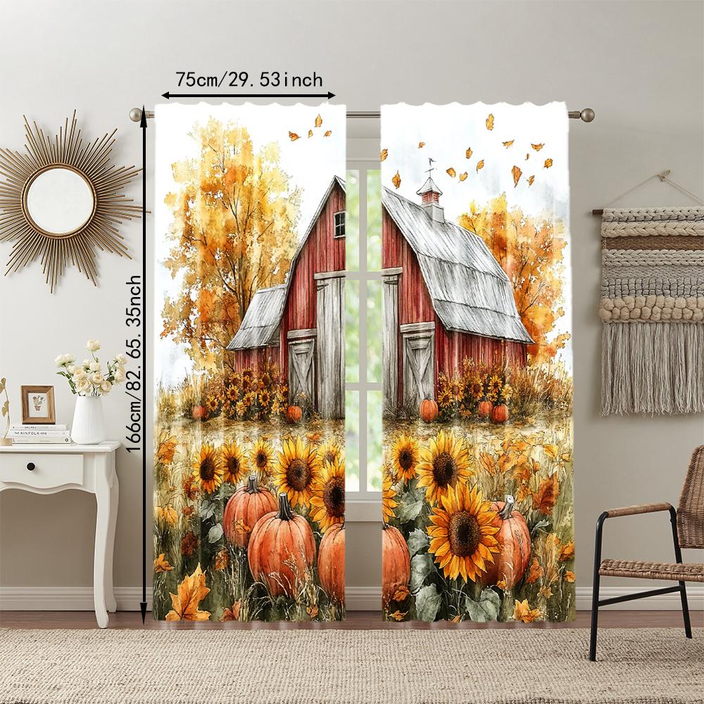 2 Pcs   Versatile Polyester Transparent Curtains for Home Decoration Chic Country Farmhouse for Use In Bedrooms and Living Rooms