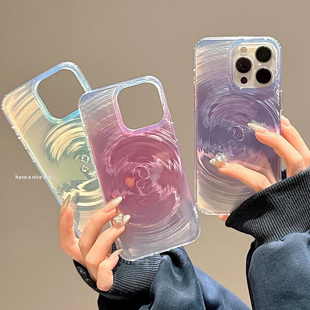 Iridescent Glossy Phone Case for iPhone 11 13 14 15 16 17 Pro 17 13 14 15 Pro Max High Quality Fantasy Floral Style Full Protection Shell