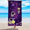 Cartoon Space Illustration Beach Towel | Polyester, Quick-Dry, Super Absorbent, Thick and Soft, Ideal for Beach, Pool, Bathroom
