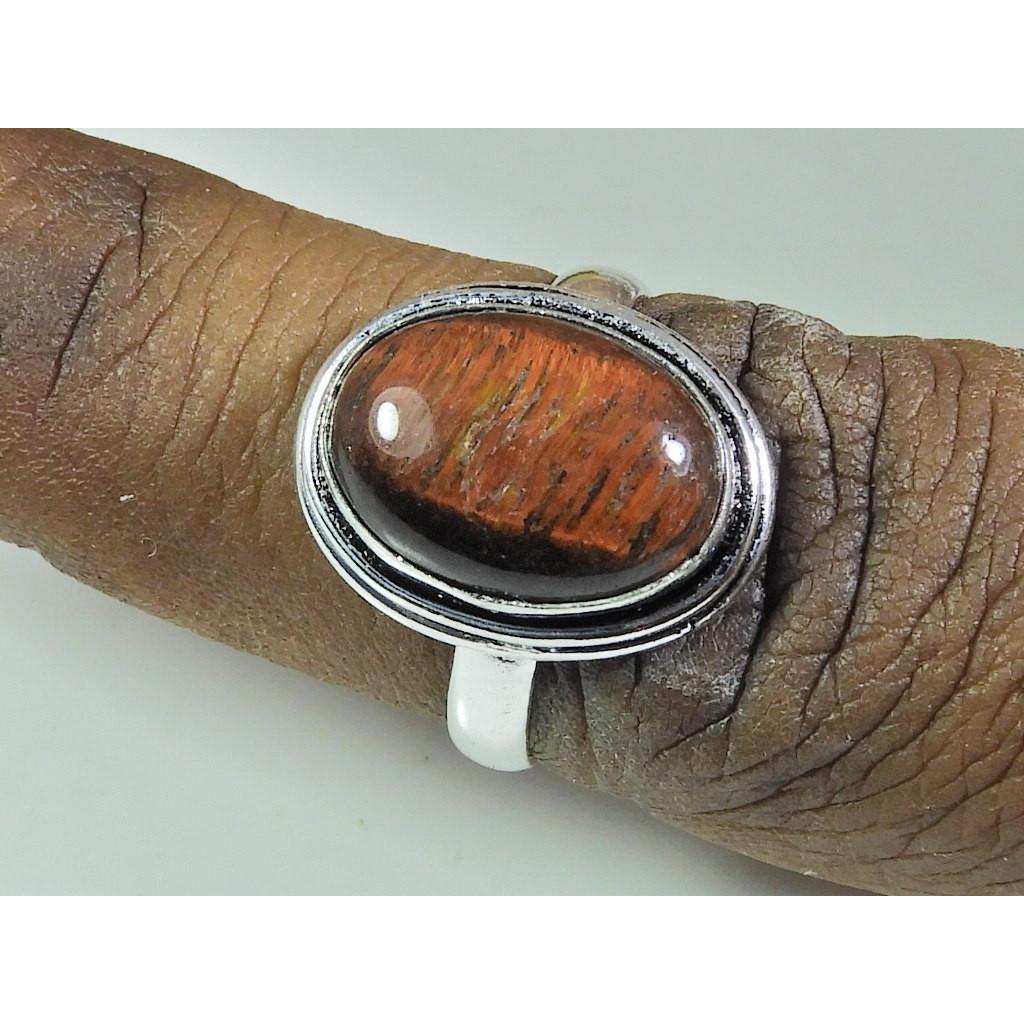 Natural Tiger Eye 925 Solid Sterling Silver Ring Size US-7.5 PG-118