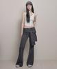 AWOSWEIB Tied Boots Cut Pants - Charcoal