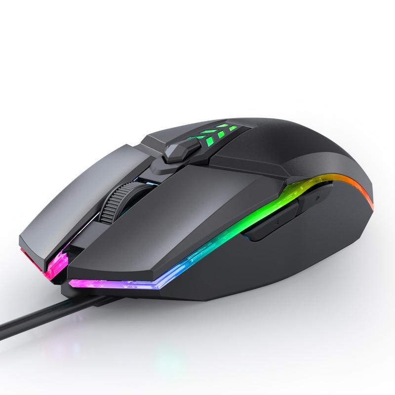Mouse de gaming cu fir 1600 DPI Mouse optic cu 6 butoane USB cu iluminare de fundal RGB Mouse mute pentru desktop laptop computer gamer