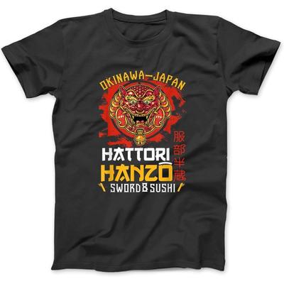 Guerrero Okinawa Japón Espada Hattori Hanzo y Sushi Camiseta Sudadera con Capucha Guerrero para Hombres Mujeres Niños Hecho en Canadá Negro