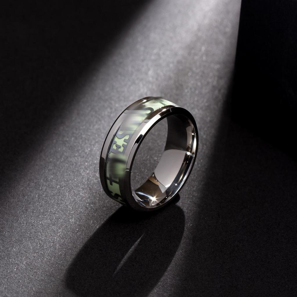 European & American Minimalist Stainless Steel Luminous Ring: Halloween, Easter & Christmas Jewelry