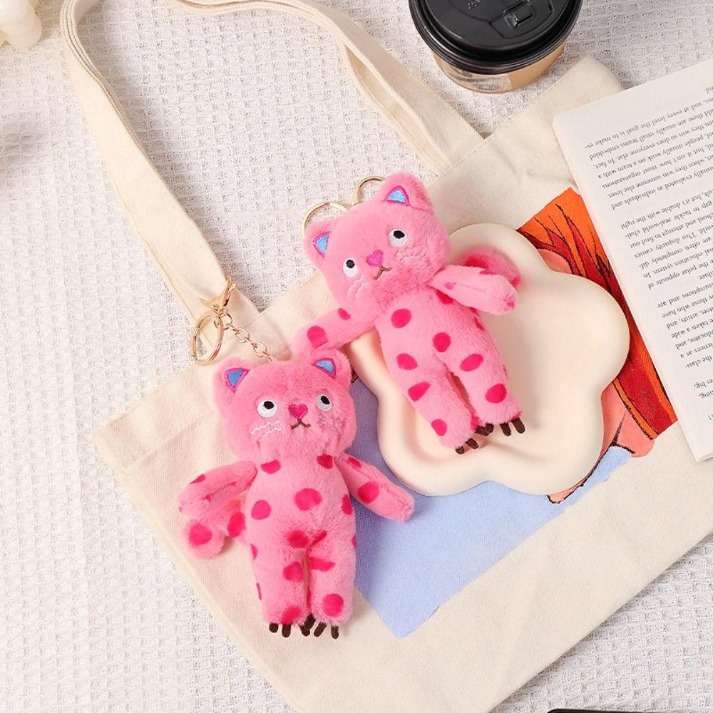 Black Cat Dotted Cat Doll Pendent Lovely Cat Plush Doll Keychain  Backpack Decor