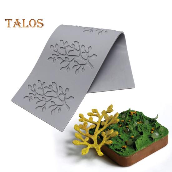 3D Leaf Coral Pattern Baking Mold Easy Demoulding Chocolate Thin Cake Dessert Silicone Baking Mould Stamping Mat