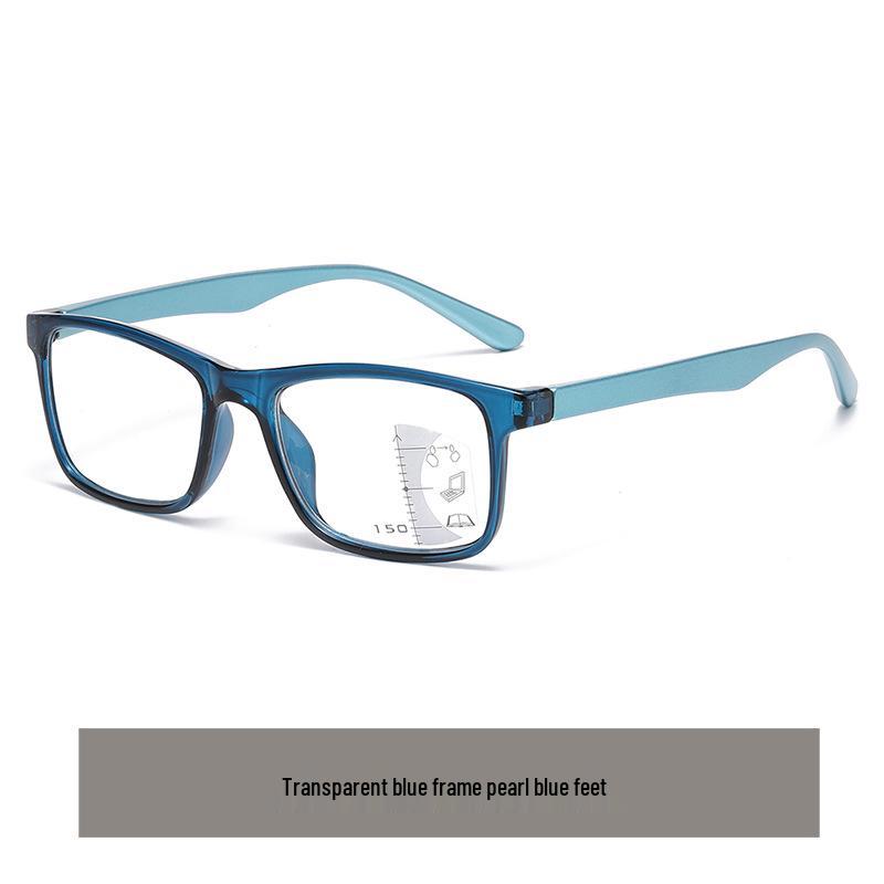 Women's Fashion Ultra-Light Progressive Multifocal Reading Glasses - Square Frame, Anti-Blue Light, Near & Far Vision.