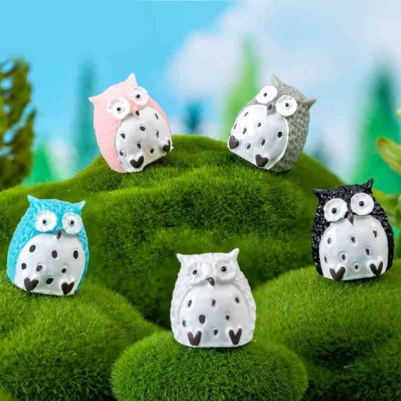 Large Resin Owl Figurine Cute Cartoon Animal Decor Ideal For Diy Garden Miniature