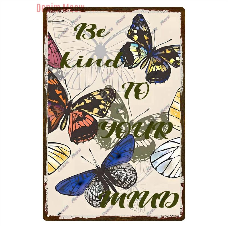 

Vintage Flowers Metal Poster, Retro Plants Metal Tin Sign, Butterfly Garden Rules, Wall Art Decor, Living Room Plates WY294 20x30cm