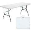 Nyana Home 180x74x74cm Reinforced Resin Folding Table | Camping, Garden and Events | Steel and Non-Slip Feet | Load Up To 150kg | 2-8 People