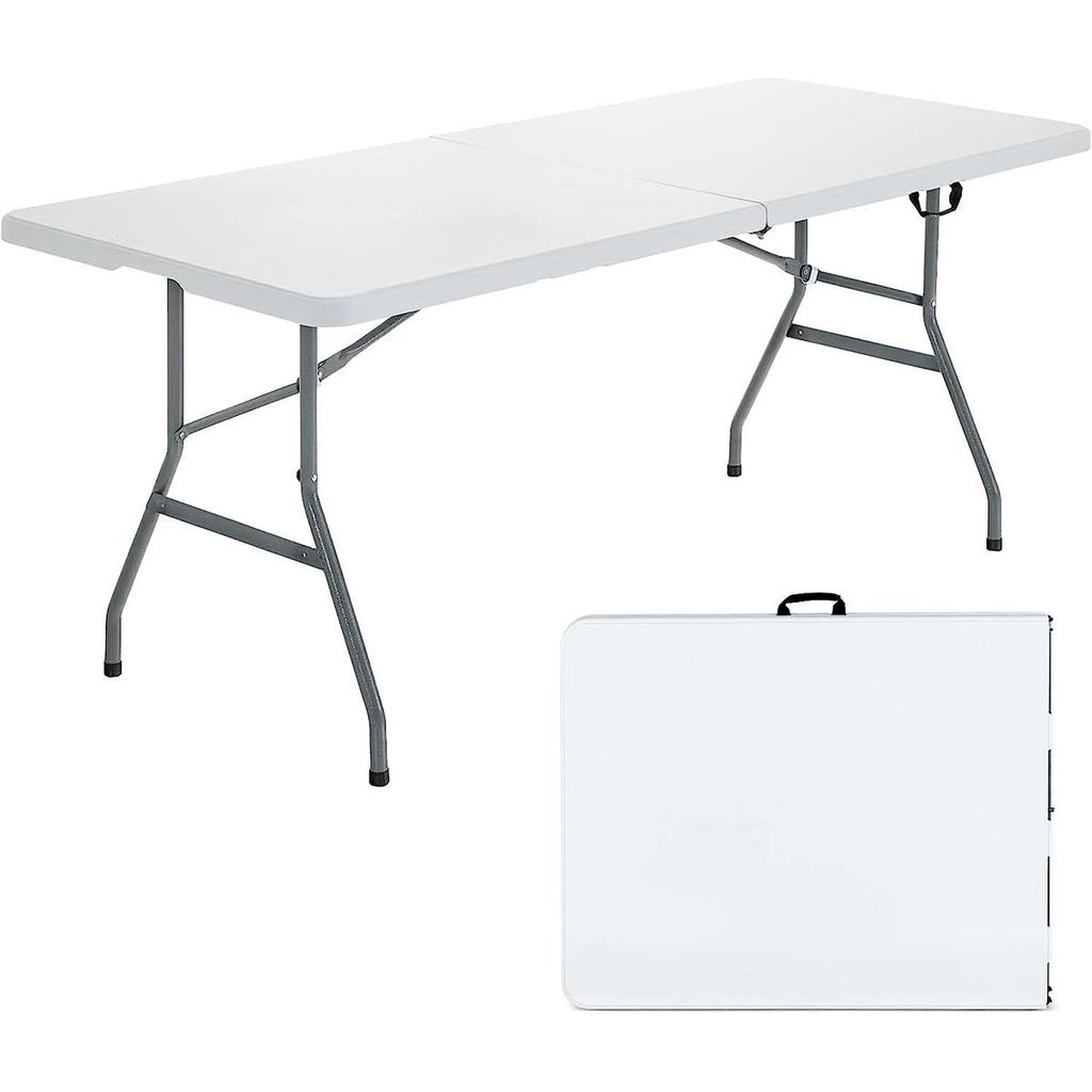 Nyana Home 180x74x74cm Reinforced Resin Folding Table | Camping, Garden and Events | Steel and Non-Slip Feet | Load Up To 150kg | 2-8 People