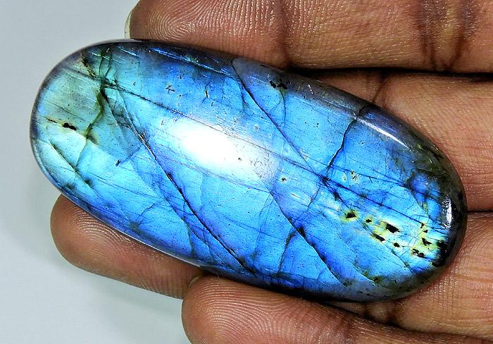 27X61X06MM Natural Peacock Blue Labradorite Oval Cabochon Loose Gemstone BK-29